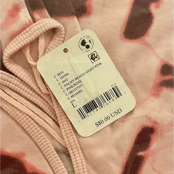 Free People MovementHot Shot Printed Onesie in Palm Beach Pink Combo Sz L NWT - Picture 12 of 12